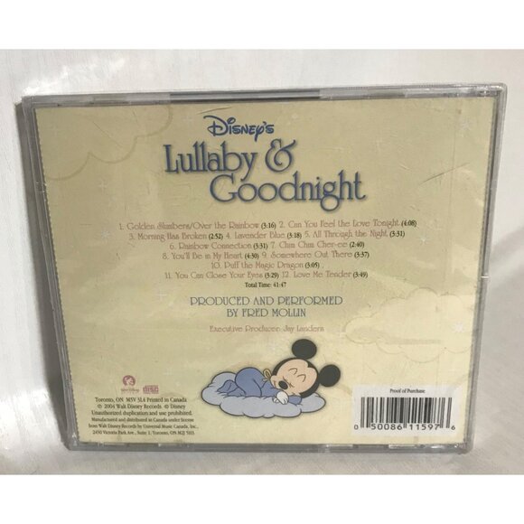 Disneys Lullaby & Goodnight CD Baby Sleep Music By Fred Mollin New - Picture 2 of 4